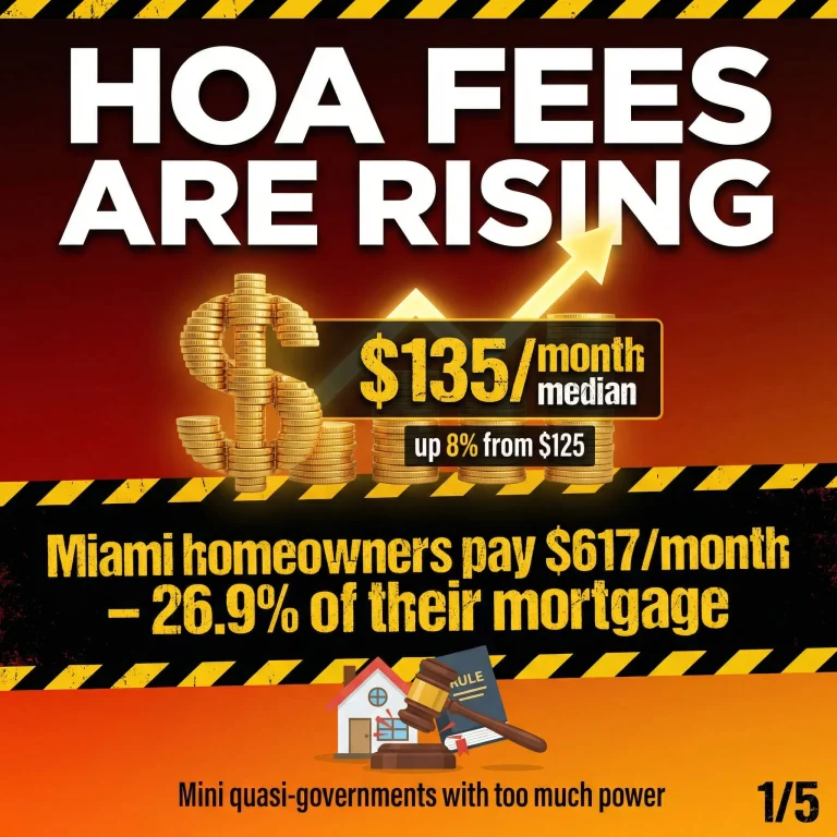 HOA Fees Are Rising 8% - Miami Homeowners Pay $617/Month to Mini Quasi-Governments
